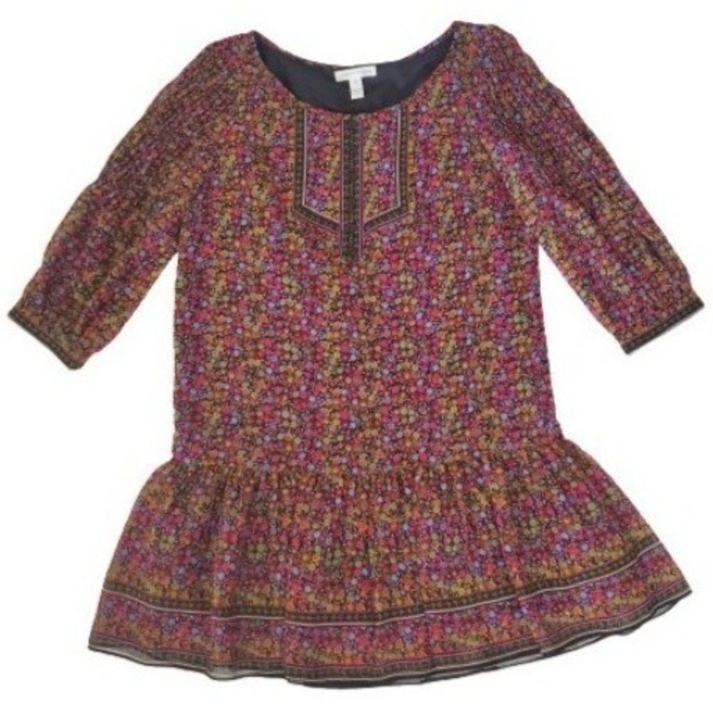 London Times Women's Ditsy Floral Lined 3/4 Sleeve Ruffle Hem Swing Dress Size 6 - Picture 4 of 5